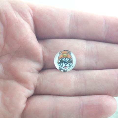 KABOSZON SZKLANY KOT W CZAPCE 12 mm. KABOSZON SZKLANY KOT W CZAPCE 12 mm.
